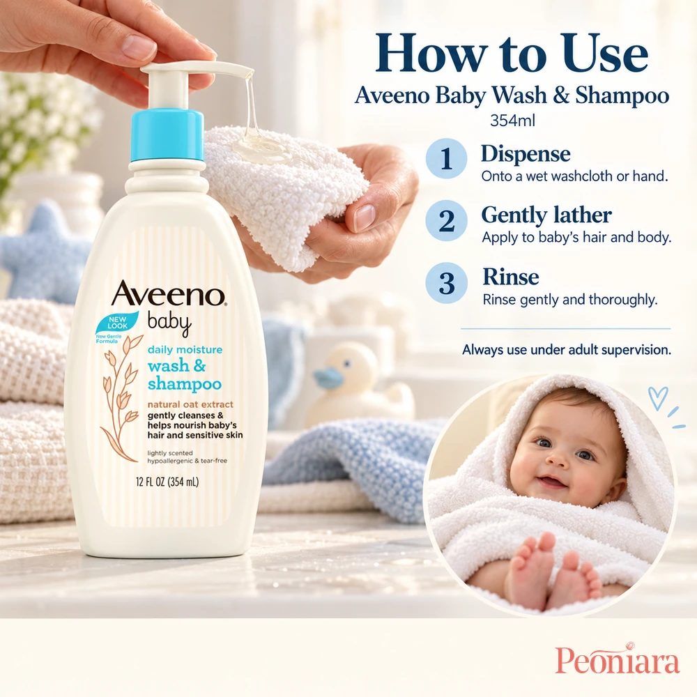 AVEENO Baby Wash and Shampoo 354ml how to use with supervised baby care