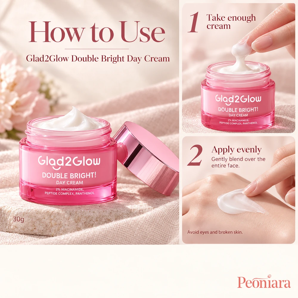 Glad2Glow Double Bright Day Cream 30g how to use guide