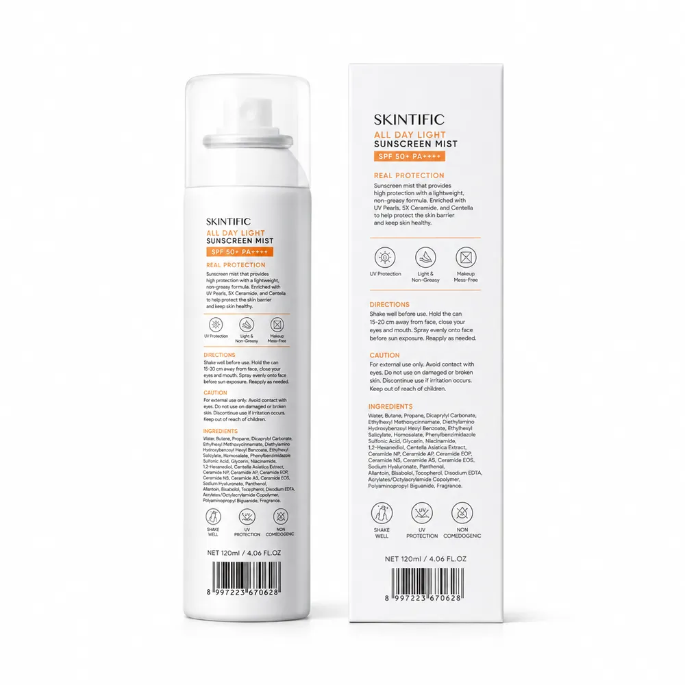 SKINTIFIC All-Day Light Sunscreen Mist SPF50+ PA++++ 120ml product photo