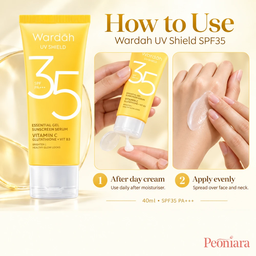 Wardah UV Shield Essential Gel Sunscreen Serum SPF35 PA+++ 40ml how to use guide