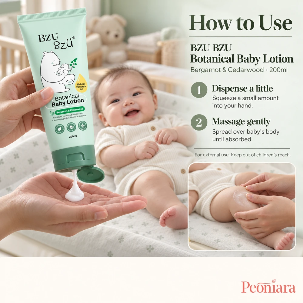 BZU BZU Botanical Baby Lotion Bergamot and Cedarwood 200ml how to use guide