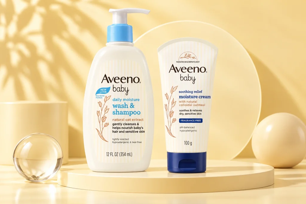 Aveeno Baby Care Combo with baby wash and shampoo and soothing relief moisture cream