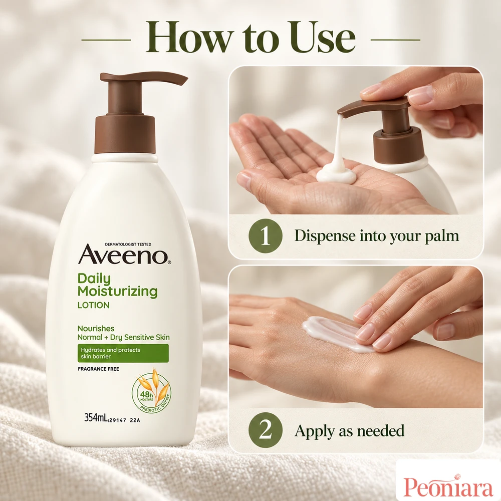 Aveeno Daily Moisturising Lotion 354ml how to use — dispense into palm and apply as needed